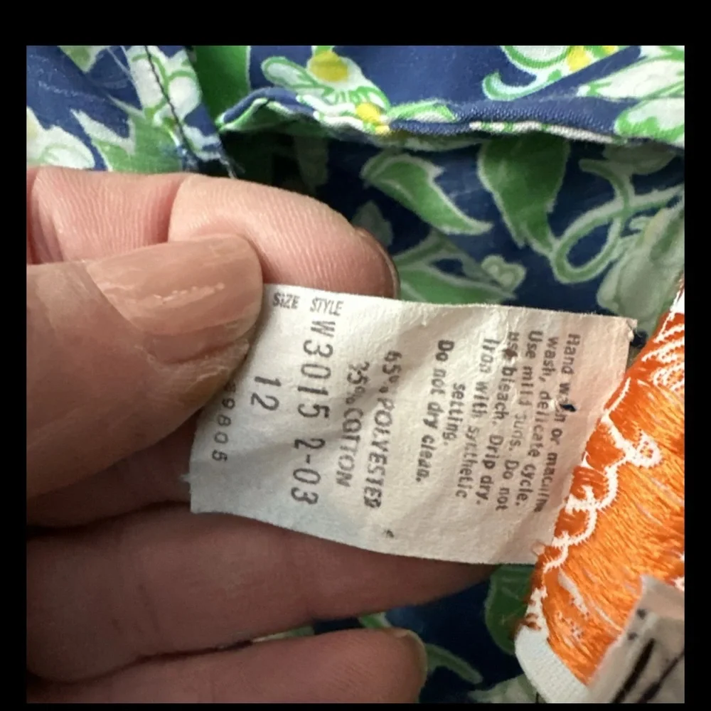 Vintage Lilly Pulitzer Floral Blue and Green strapless Dress 12 - Picture 7 of 11